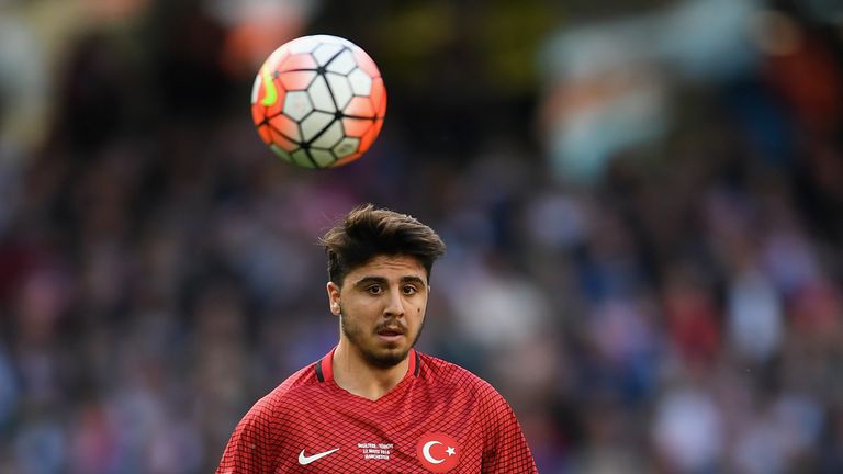 MANCHESTER, ENGLAND - MAY 22:  Ozan Tufan of Turkey in action during the International Friendly match between England and Turkey at Etihad Stadium on May 2