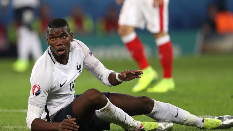 Paul Pogba of France reacts