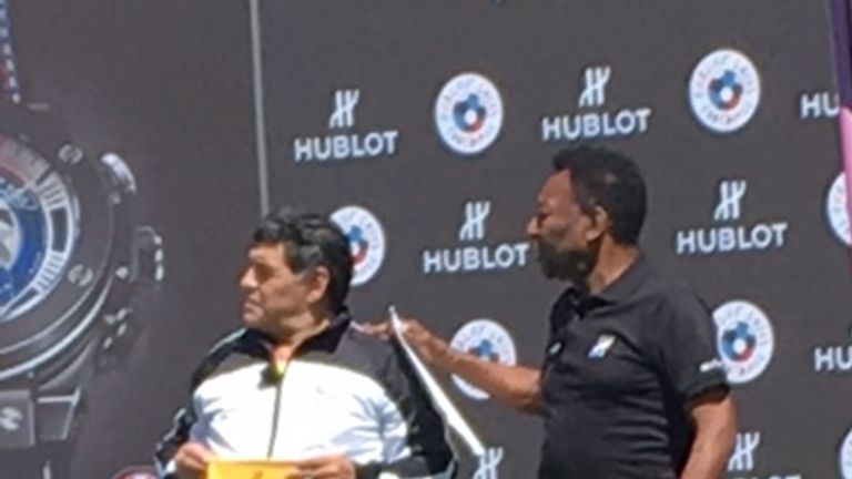 Pele and Diego Maradona at the 'Match for Friendship in Paris
