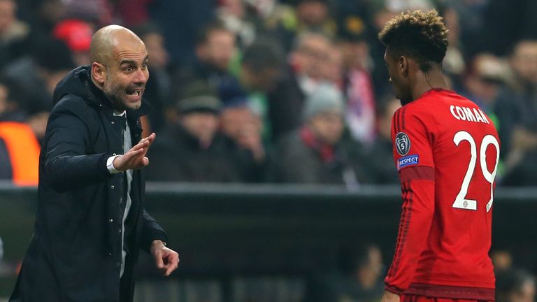 Pep Guardiola and Kingsley Coman