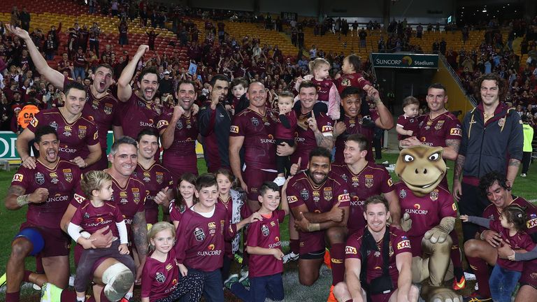 Queensland celebrate victory during game two of the State Of Origin series