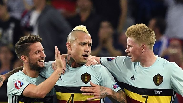 Radja Nainggolan (centre) returned to the Belgium side in place of Moussa Dembele