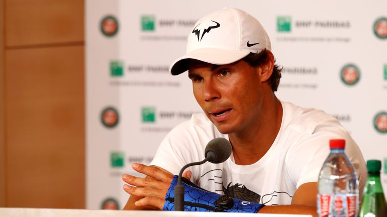 Rafa Nadal announces to the press that he has been forced to withdraw from the French Open due to a wrist injury