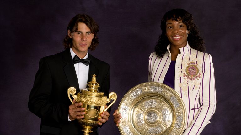 Rafa with Venus Williams following their Wimbledon title successes eight years ago