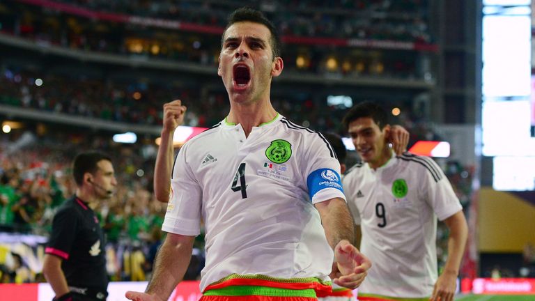 Rafael Marquez #4 of Mexico celebrates after scoring a goal in the second half during the 2016 Copa America Centenario Group C mat