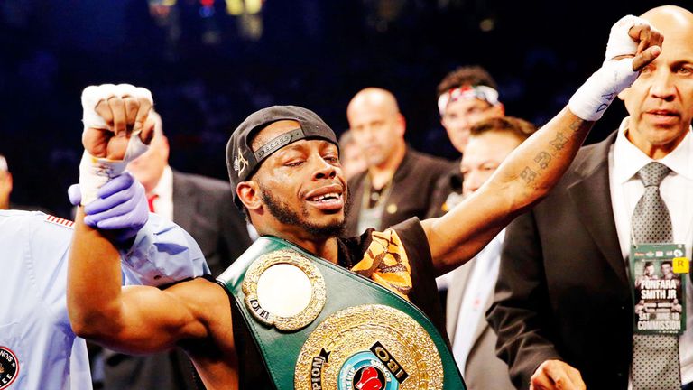 Rau'shee Warren celebrates his win over Juan Carlos Payano