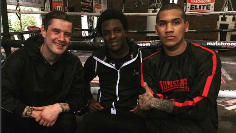 Ricky Burns (L) with sparring partners Ohara Davies and Conor Benn (R) - courtesy of Instagram