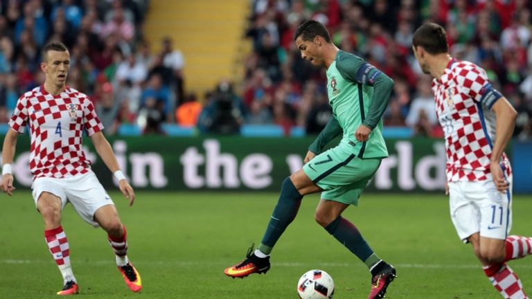 Cristiano Ronaldo in azione contro la Croazia (Getty)