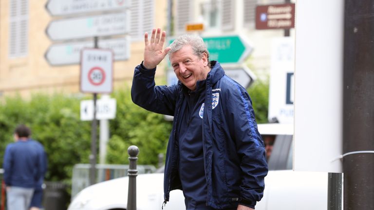England manager Roy Hodgson waves to fans in Chantilly