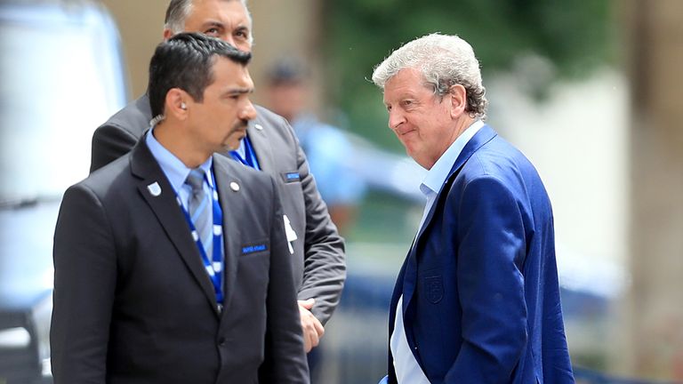 Outgoing England manager Roy Hodgson arrives at the team hotel in Chantilly, France