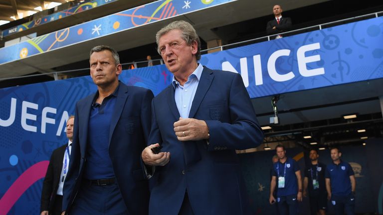 FA chief executive Martin Glenn and former England manager Roy Hodgson at the Allianz Rivera Stadium in Nice, Euro 2016, 26 June 2016