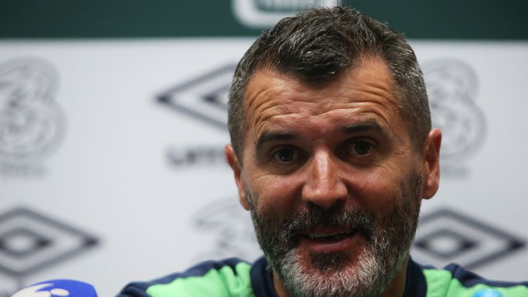 Republic of Ireland assistant coach Roy Keane during a press conference following a training session at the National Sports Campus in Abbotstown, Dublin. P