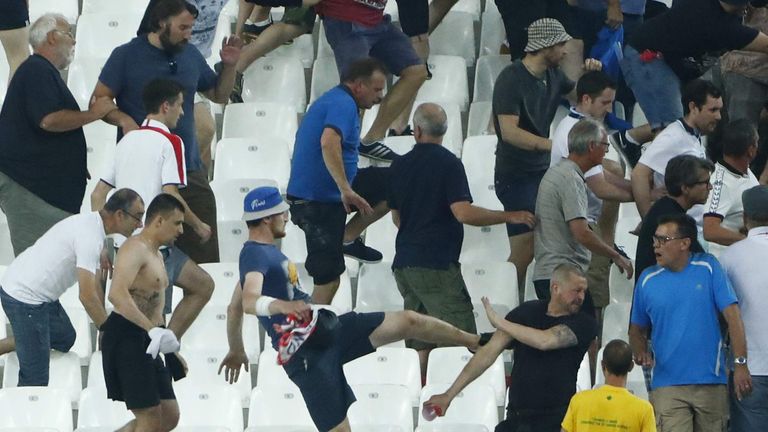 Fresh scenes of violence inside the stadium after the England v Russia game