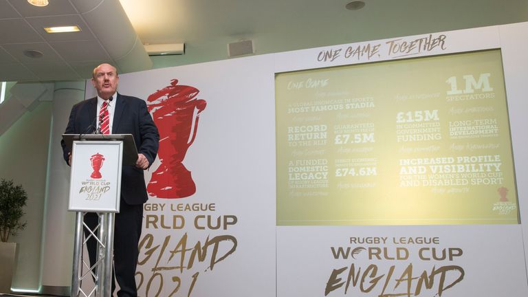 RFL chairman Brian Barwick announces England's bid for the 2021 Rugby League World Cup