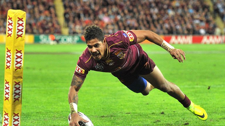 Queensland winger Dane Gagai scores his second try in State of Origin game two