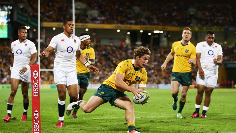 Michael Hooper scores Australia's first try