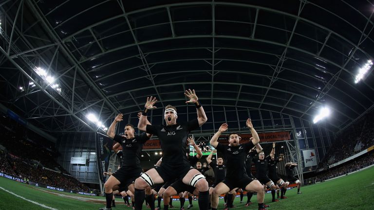 All Black captain Kieran Read leads the haka 