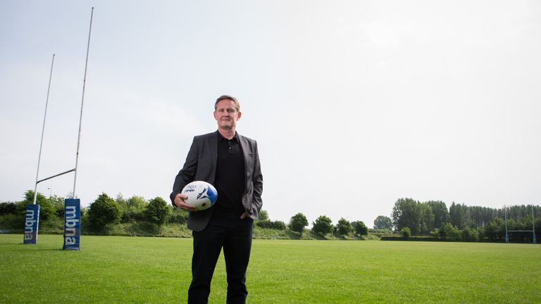 The new owner of of Sale Sharks Simon Orange of CorpAcq Ltd following a press conference at the Carrington Training Ground