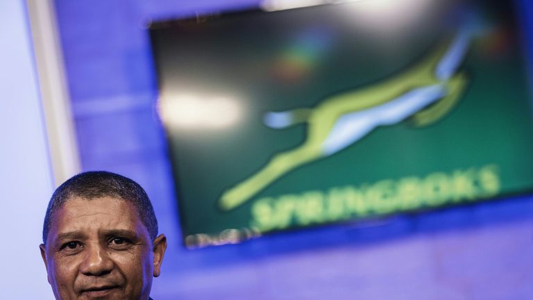 Allister Coetzee arrives gives a press conference following his South African appointment on April 1