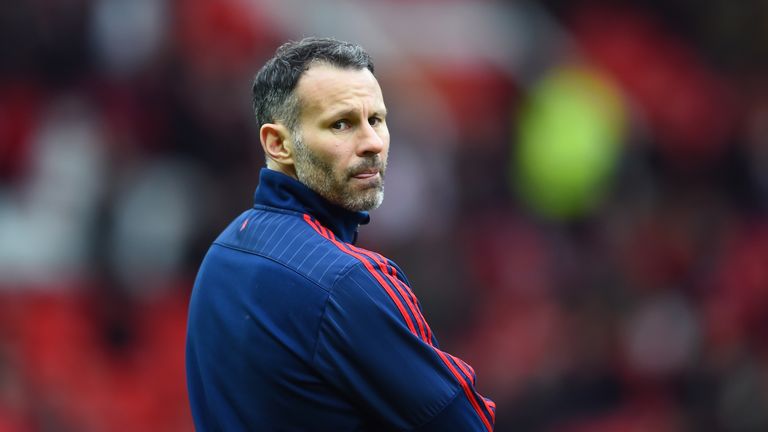 MANCHESTER, ENGLAND - FEBRUARY 28:  Ryan Giggs the Assistant manager of Manchester United looks on during the Barclays Premier League match between Manches