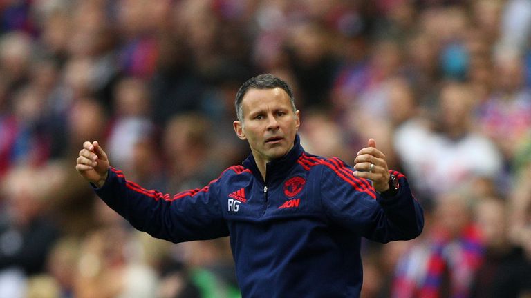 Ryan Giggs assistant manager of Manchester United reacts