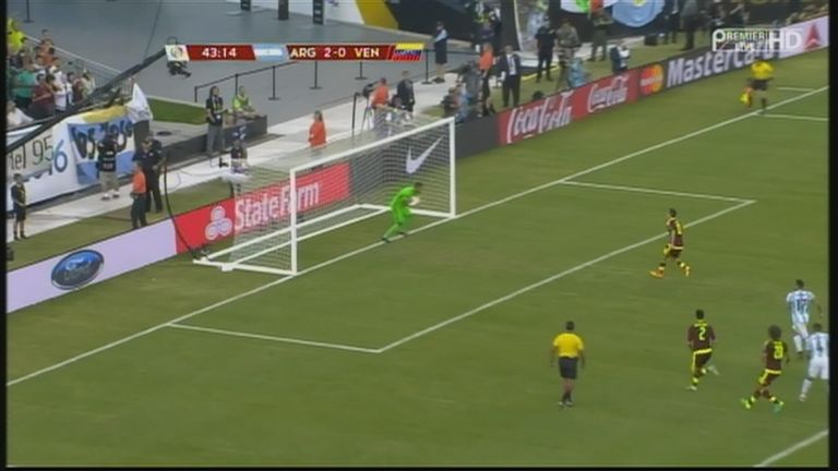 Venezuela midfielder Seijas failed to deceive Romero with his attempted Panenka