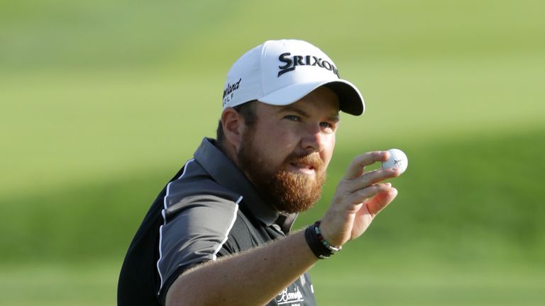 Shane Lowry of Ireland reacts to his putt on the 18th hole during a continuation of the third round of the U.S. Open at Oakmont, Sunday