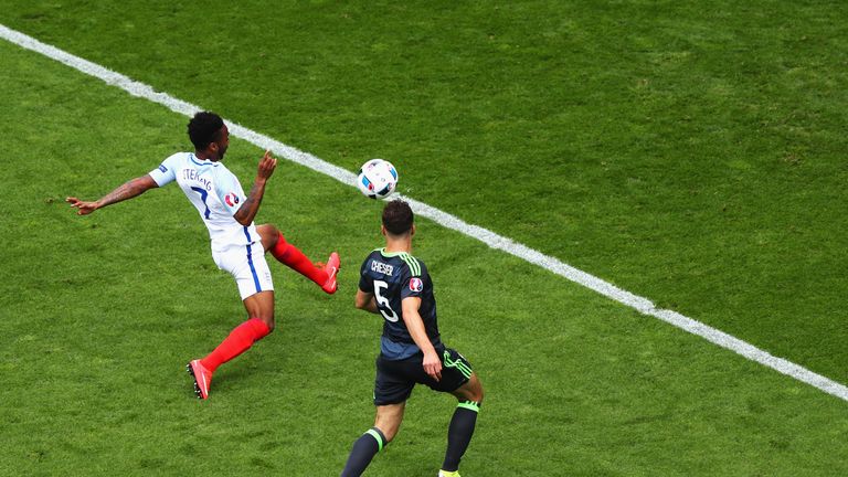  Raheem Sterling of England misses a chance during the UEFA EURO 2016 Group B match between England and Wales at Stade Bollaert-Dele