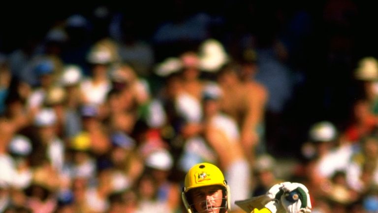 Steve Waugh of Australia in action during the Benson and Hedges World Series final against the West Indies at Melbourne Cricket Ground