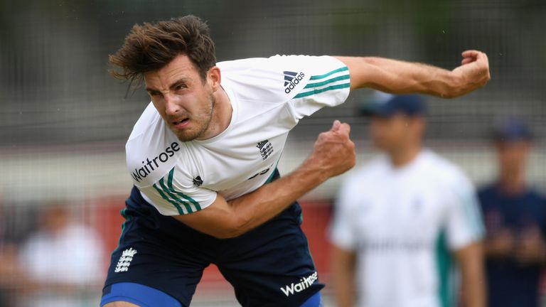 Steven Finn bowls during an England net session at Lord's