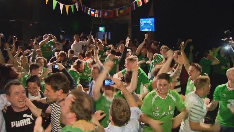 The scenes in Dublin when Robbie Brady scored