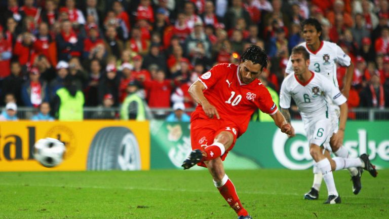 Hakan Yakin scored twice as Switzerland beat Portugal 2-0 at Euro 2008