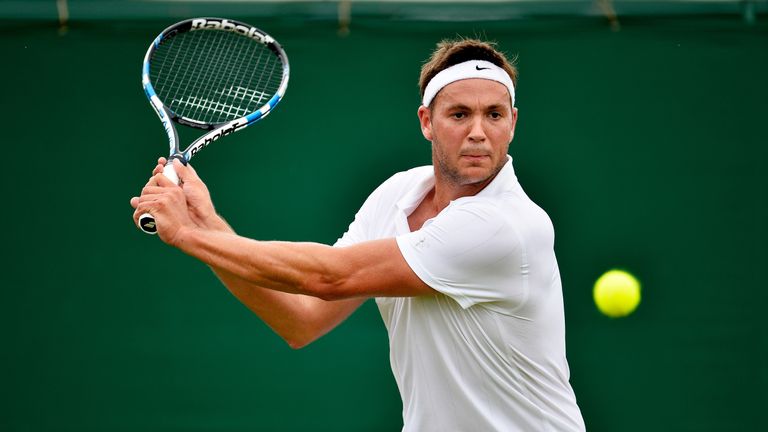 Marcus Willis in action against Andrey Rublev during the 2016 Wimbledon Qualifying Session