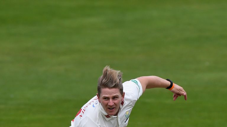 CARDIFF, WALES - APRIL 18:  Glamorgan bowler Timm van der Gugten in action during day two of the Specsavers second division County Championship match betwe