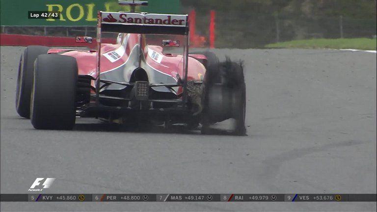 Sebastian Vettel suffered a tyre blowout at the 2015 Belgian Grand Prix 