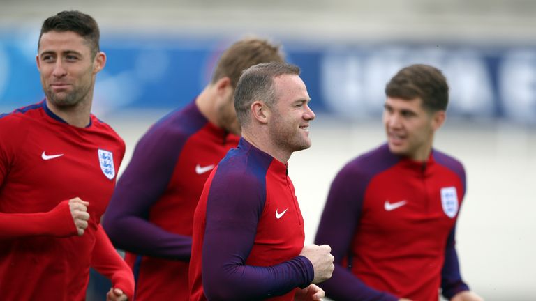England's Wayne Rooney during the training session at the Stade du Bourgognes, Chantilly, France