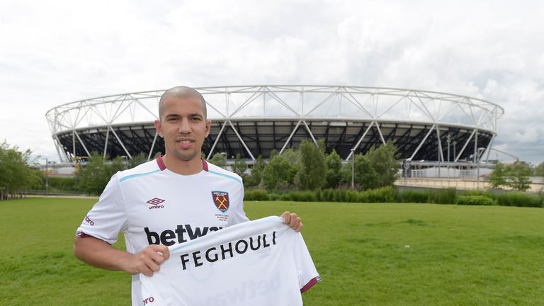 West Ham United unveil new signing Sofiane Feghouli at QEOP on June 14, 2016 in London, England