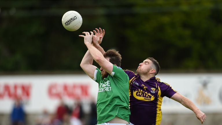 Sean Quigley of Fermanagh in action against Joey Wadding of Wexford at Innovate Wexford Park in Wexford. 