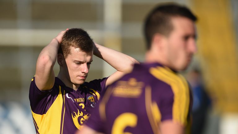 Jim Rossiter of Wexford reacts after defeat to Fermanagh at Innovate Wexford Park in Wexford. 