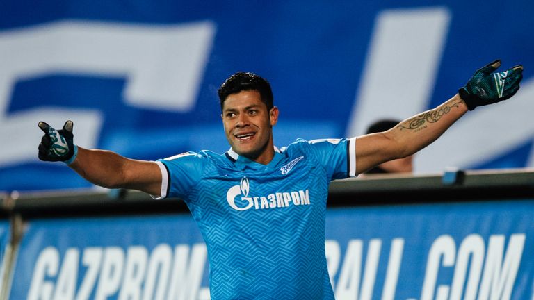 Hulk of FC Zenit St Petersburg celebrates