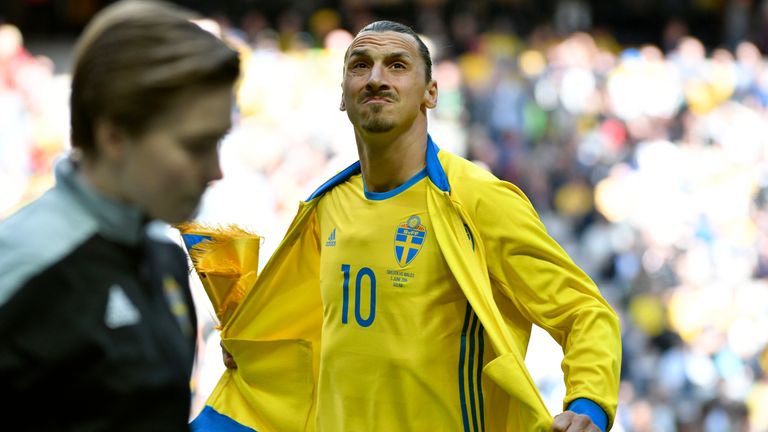 Zlatan Ibrahimovic before the international friendly between Sweden and Wales