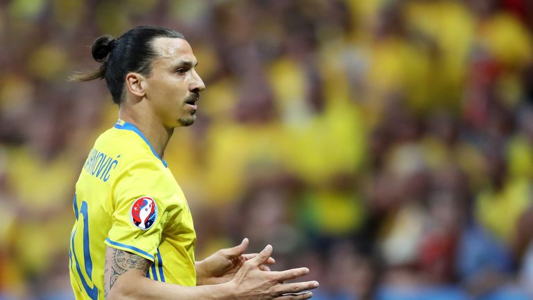 Sweden's forward Zlatan Ibrahimovic in action against Belgium