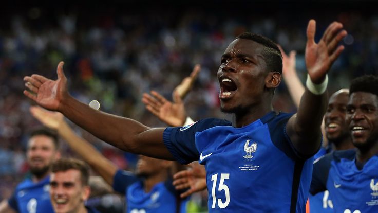 MARSEILLE, FRANCE - JULY 07: Paul Pogba of France celebrates at full-time following the UEFA Euro 2016 Semi Final match between Germany and France at Stade