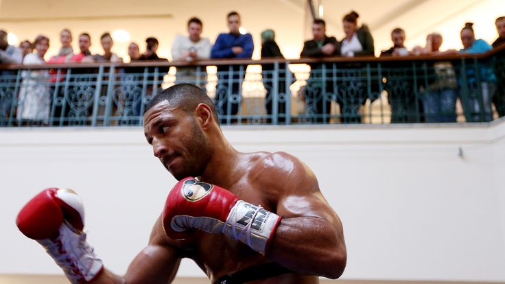 SHEFFIELD, ENGLAND - OCTOBER 16:  Kell Brook works out at Meadowhall shopping centre ahead of his Welterweight bout with Vyacheslav Senchenko on October 16