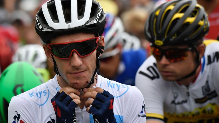 England's Adam Yates waits prior to the start of the 184 km eighth stage of the 103rd edition of the Tour de France cycling race on July 9, 2016 between Pa