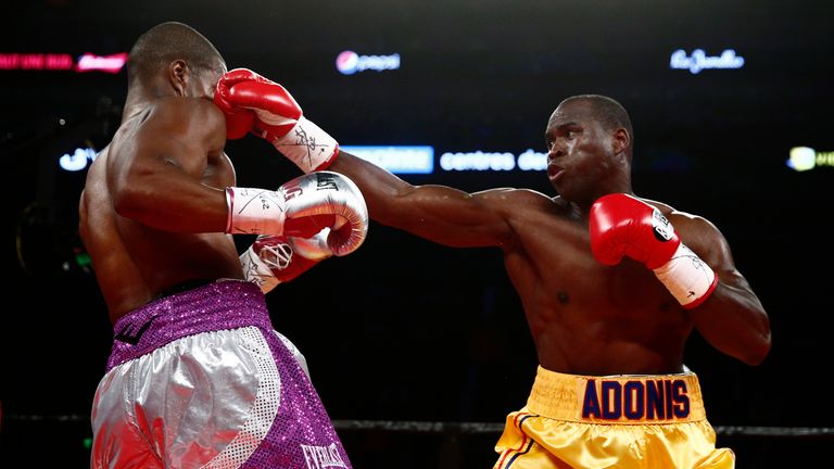 QUEBEC CITY, QC - JULY 29:   Adonis Stevenson of Canada punches Thomas Williams Jr. of the US. during their WBC light heavyweight championship fight at the