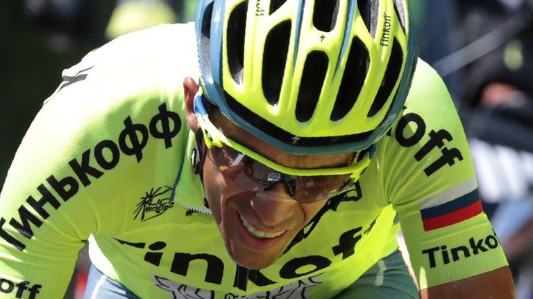 Spain's Alberto Contador rides during the 184,5 km ninth stage of the 103rd edition of the Tour de France 