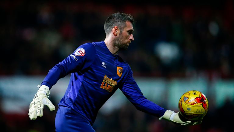 Hull goalkeeper Allan McGregor in action during the Sky Bet Championship match with Brentford
