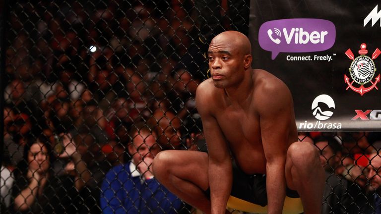 LAS VEGAS, NV - JANUARY 31:  Anderson Silva waits for the start of a middleweight fight against Nick Diaz during UFC 183 at the MGM Grand Garden Arena on J