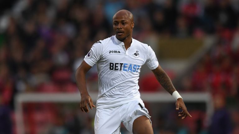 SWINDON, ENGLAND - JULY 27:  Andre Ayew of Swansea City in action during the Pre Season friendly between Swindon Town and Swansea City at County Ground on 